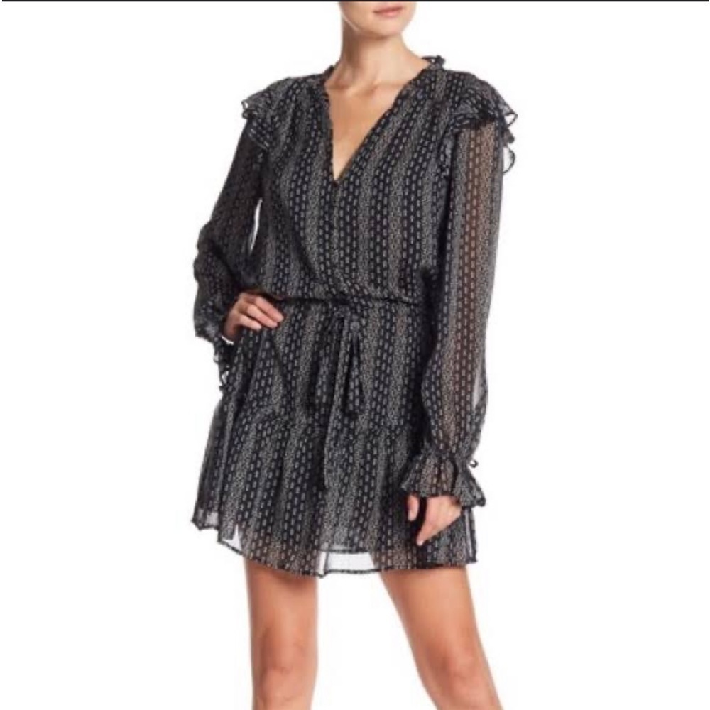 Paige | Pomello Silk Blouson Dress in Black Multi Mini Palace Garden | Small